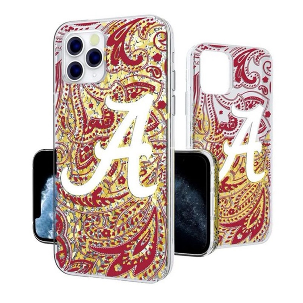Alabama Crimson Tide Paisley iPhone 11 Pro Gold Glitter Case